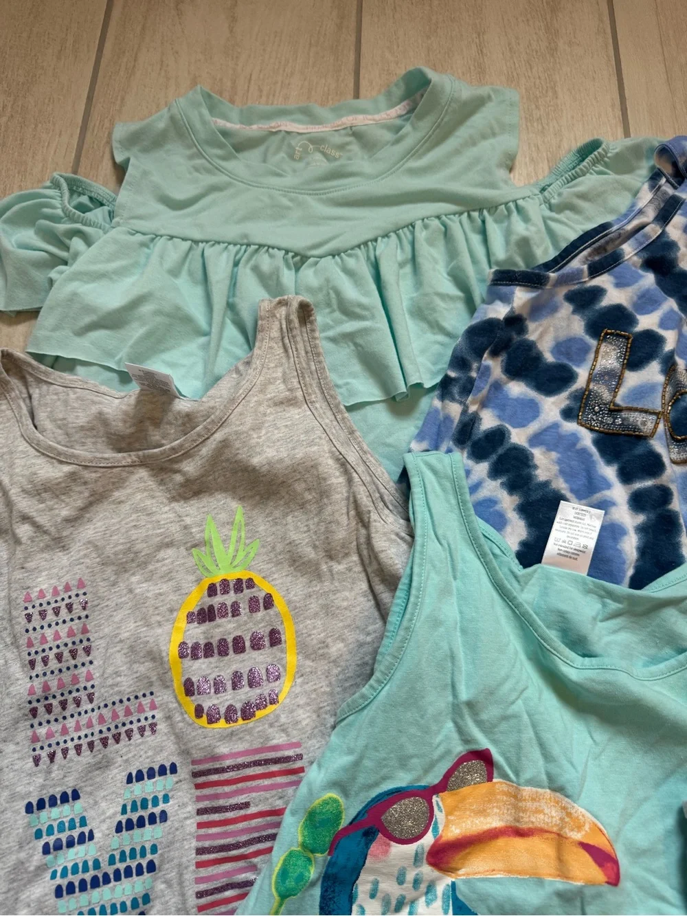 5 piece bundle Gymboree Girls Tank Top Mix - Aqua, Gray, Blue